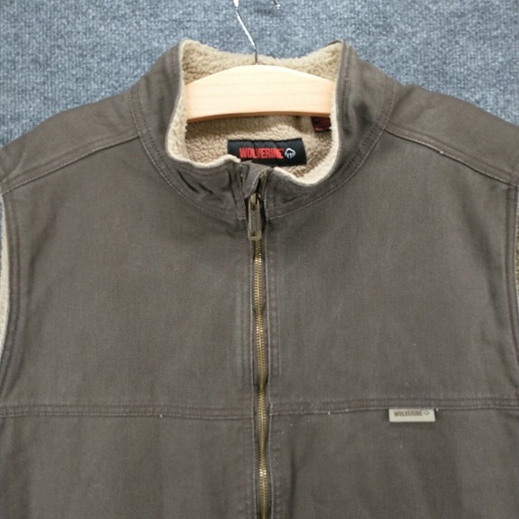 Wolverine Men's Full Zip Sherpa Lined Vest Brown XXL Cotton Twill - Picture 3 of 14